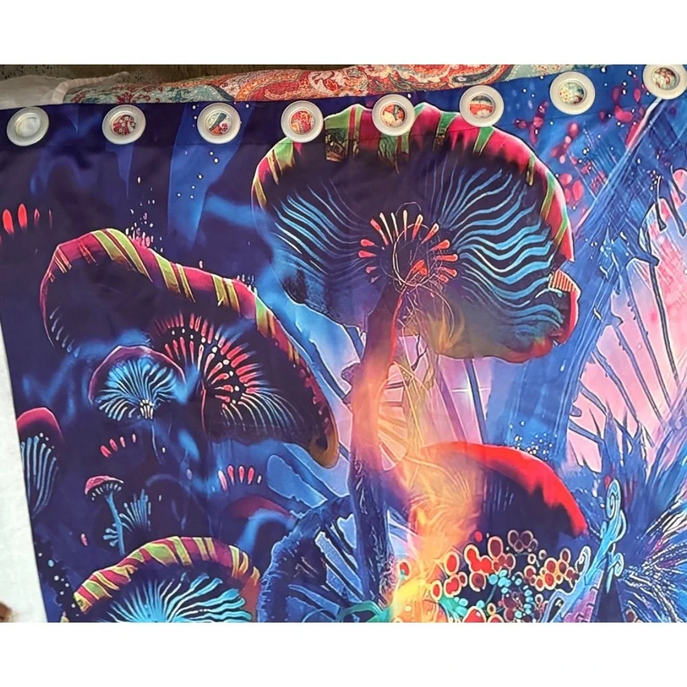Mushroom Gothic House Blackout Curtains Retro Home Decor Window Panel 42Wx84L‎